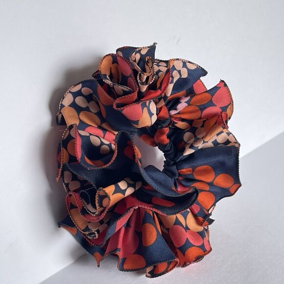 New Women Red Scrunchie Ruffled design Multicolor Polkadots - Picture 12 of 14